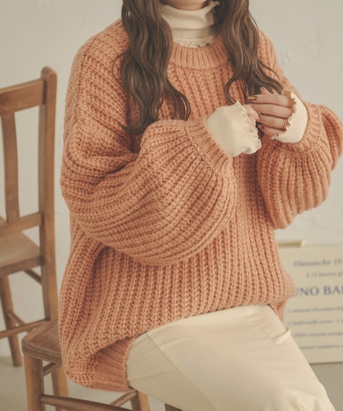 Ambre Neige（アンブルネージュ）の「ローゲージオーバーサイズニット／【WEB/EC限定商品】（ニット/セーター・レディース・ライトグリーン/ピンク/アイボリー・FREE）」の3枚目の写真