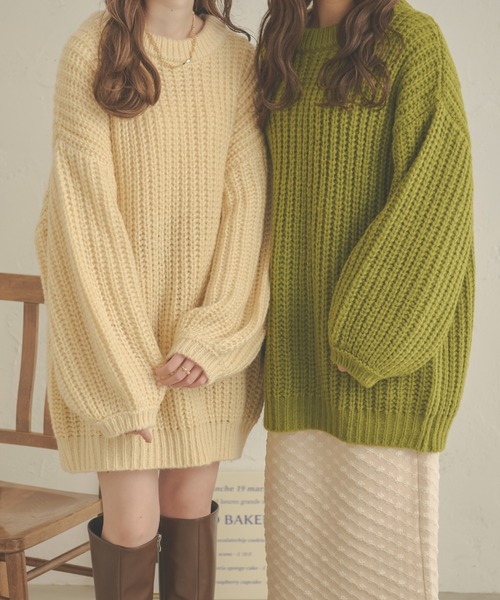 Ambre Neige（アンブルネージュ）の「ローゲージオーバーサイズニット／【WEB/EC限定商品】（ニット/セーター・レディース・ライトグリーン/ピンク/アイボリー・FREE）」の8枚目の写真