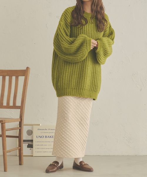 Ambre Neige（アンブルネージュ）の「ローゲージオーバーサイズニット／【WEB/EC限定商品】（ニット/セーター・レディース・ライトグリーン/ピンク/アイボリー・FREE）」の11枚目の写真
