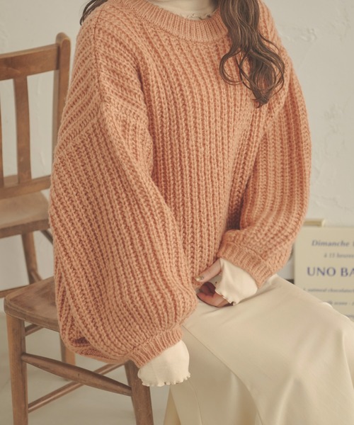 Ambre Neige（アンブルネージュ）の「ローゲージオーバーサイズニット／【WEB/EC限定商品】（ニット/セーター・レディース・ライトグリーン/ピンク/アイボリー・FREE）」の12枚目の写真