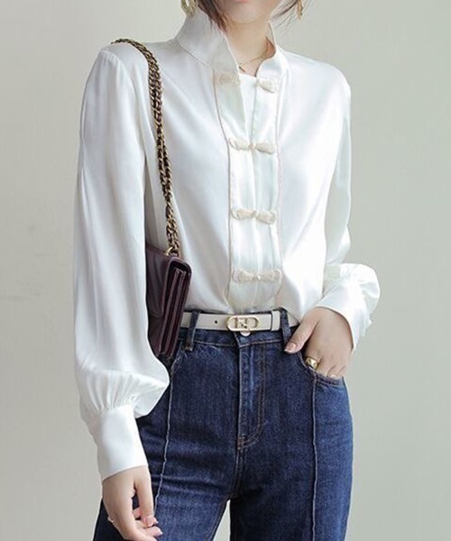 Coo+i（クーイ）の「チャイナブラウス（シャツ/ブラウス・レディース・ホワイト・FREE）」の2枚目の写真