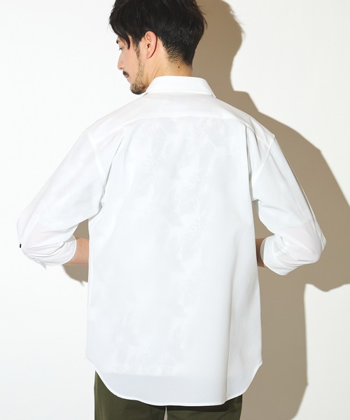 UNION STATION（ユニオンステーション）の「ポリエステルカチオン七分袖ワイドカラーシャツ（シャツ/ブラウス・メンズ・ブルー/ライトブルー/カーキ/ホワイト/ベージュ/ネイビー・S/M/L/LL）」の16枚目の写真