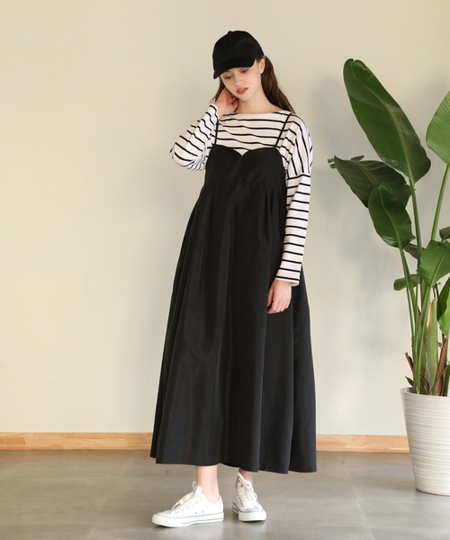 aity(アイティ)の「ソフトタフタタックキャミワンピース(ワンピース・レディース・アイボリー/ブラック・M)」の7枚目の写真