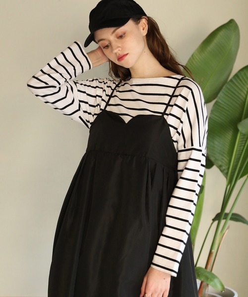 aity(アイティ)の「ソフトタフタタックキャミワンピース(ワンピース・レディース・アイボリー/ブラック・M)」の14枚目の写真