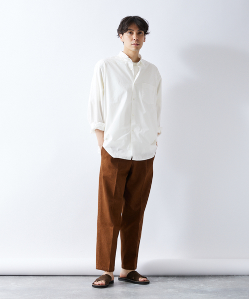 417 EDIFICE（フォーワンセブンエディフィス）の「【ESSENTIAL / エッセンシャル】ブロードシャツ（シャツ/ブラウス・メンズ・グリーン/オレンジ/ライトグリーン/パープル/ホワイト/スカイブルー・SMALL/LARGE/MEDIUM）」の2枚目の写真