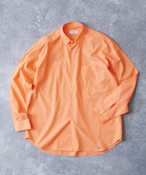 417 EDIFICE（フォーワンセブンエディフィス）の「【ESSENTIAL / エッセンシャル】ブロードシャツ（シャツ/ブラウス・メンズ・グリーン/オレンジ/ライトグリーン/パープル/ホワイト/スカイブルー・SMALL/LARGE/MEDIUM）」の6枚目の写真