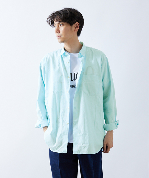 417 EDIFICE（フォーワンセブンエディフィス）の「【ESSENTIAL / エッセンシャル】ブロードシャツ（シャツ/ブラウス・メンズ・グリーン/オレンジ/ライトグリーン/パープル/ホワイト/スカイブルー・SMALL/LARGE/MEDIUM）」の8枚目の写真