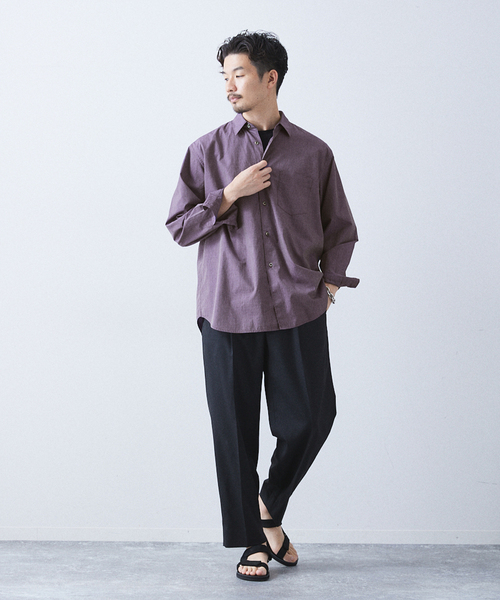 417 EDIFICE（フォーワンセブンエディフィス）の「【ESSENTIAL / エッセンシャル】ブロードシャツ（シャツ/ブラウス・メンズ・グリーン/オレンジ/ライトグリーン/パープル/ホワイト/スカイブルー・SMALL/LARGE/MEDIUM）」の10枚目の写真