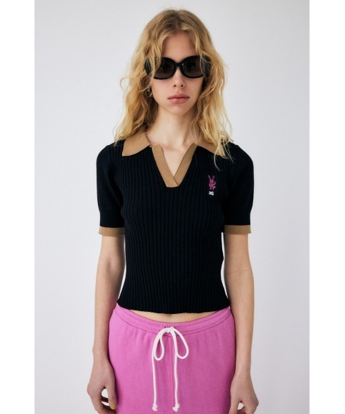 MOUSSY XG RANDOM RIB KNIT 半袖ニット MOUSSY（マウジー）の「XG RANDOM RIB KNIT ポロ（ニット