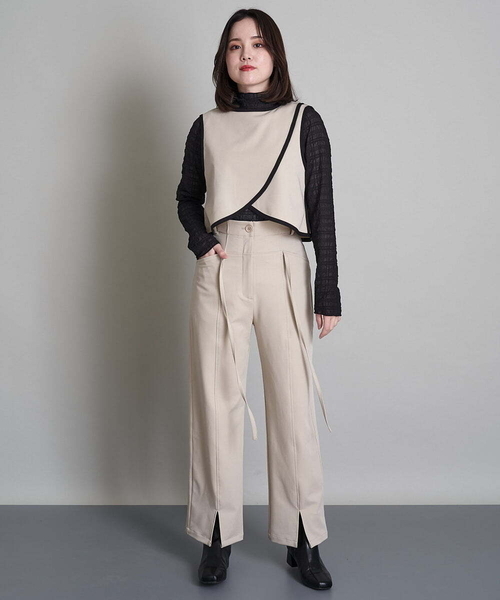 A de a.v.v(アードアー・ヴェ・ヴェ)の「(SETUP対応)紐レースアップストレートパンツ(その他パンツ・レディース・ブラック/ベージュ/ミント・38/36)」の22枚目の写真