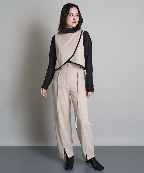 A de a.v.v(アードアー・ヴェ・ヴェ)の「(SETUP対応)紐レースアップストレートパンツ(その他パンツ・レディース・ブラック/ベージュ/ミント・38/36)」の21枚目の写真