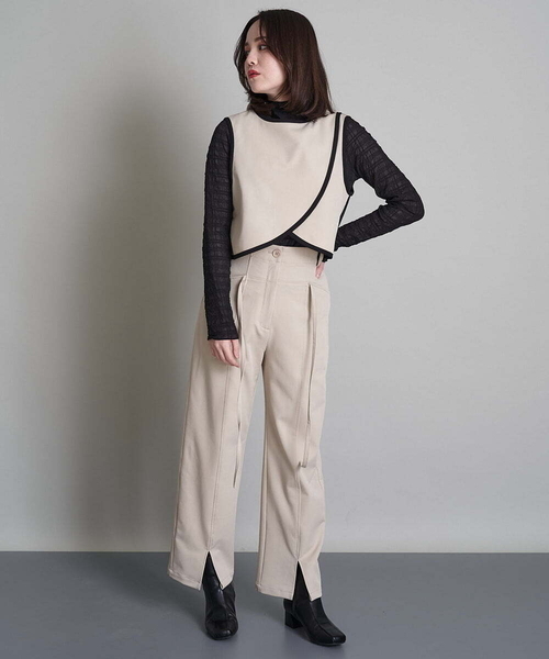 A de a.v.v(アードアー・ヴェ・ヴェ)の「(SETUP対応)紐レースアップストレートパンツ(その他パンツ・レディース・ブラック/ベージュ/ミント・38/36)」の20枚目の写真