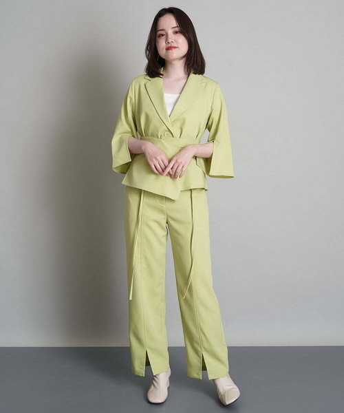 A de a.v.v(アードアー・ヴェ・ヴェ)の「(SETUP対応)紐レースアップストレートパンツ(その他パンツ・レディース・ブラック/ベージュ/ミント・38/36)」の19枚目の写真