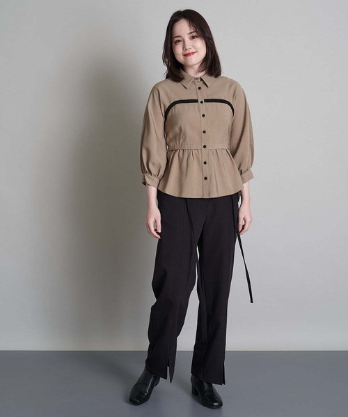 A de a.v.v(アードアー・ヴェ・ヴェ)の「(SETUP対応)紐レースアップストレートパンツ(その他パンツ・レディース・ブラック/ベージュ/ミント・38/36)」の16枚目の写真