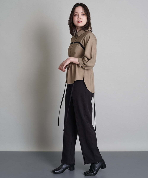 A de a.v.v(アードアー・ヴェ・ヴェ)の「(SETUP対応)紐レースアップストレートパンツ(その他パンツ・レディース・ブラック/ベージュ/ミント・38/36)」の15枚目の写真