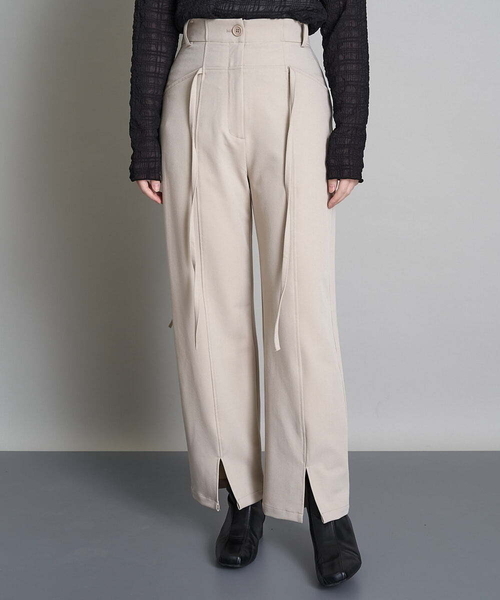 A de a.v.v(アードアー・ヴェ・ヴェ)の「(SETUP対応)紐レースアップストレートパンツ(その他パンツ・レディース・ブラック/ベージュ/ミント・38/36)」の13枚目の写真