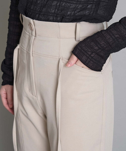 A de a.v.v(アードアー・ヴェ・ヴェ)の「(SETUP対応)紐レースアップストレートパンツ(その他パンツ・レディース・ブラック/ベージュ/ミント・38/36)」の6枚目の写真