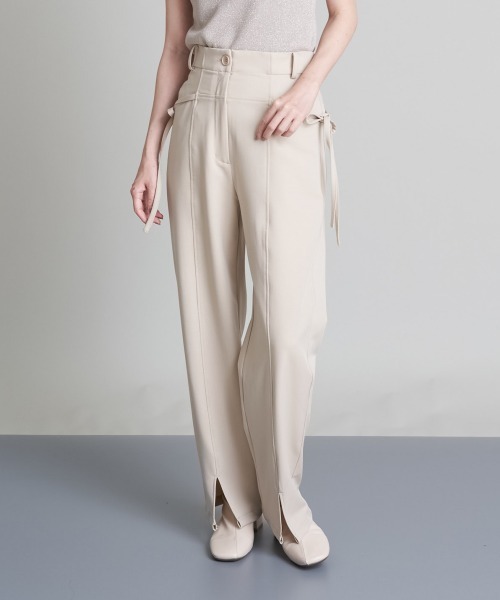 A de a.v.v(アードアー・ヴェ・ヴェ)の「(SETUP対応)紐レースアップストレートパンツ(その他パンツ・レディース・ブラック/ベージュ/ミント・38/36)」の2枚目の写真