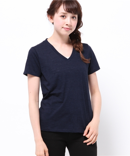 JOURNAL STANDARD（ジャーナルスタンダード）の「マーブルヴィンテージ天竺 Vネックプルオーバー#（Tシャツ/カットソー・レディース・グレー/ホワイト/ネイビー/イエロー・FREE）」の10枚目の写真