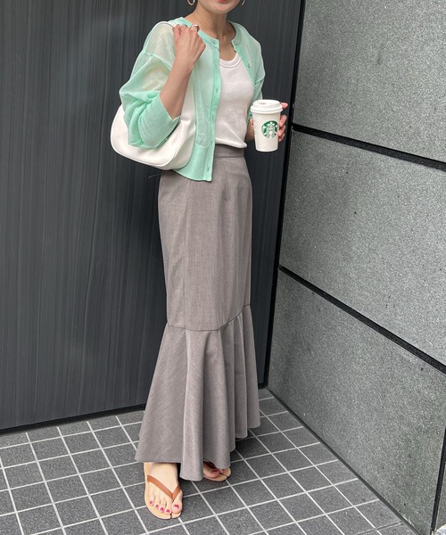 feepur（フェピュール）の「【ハンドウォッシャブル】カラーシアーショートカーディガン（カーディガン/ボレロ・レディース・オレンジ/ラベンダー/ブラック/ピンク/オフホワイト/グリーン・MEDIUM）」の19枚目の写真