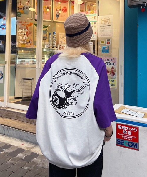 #MEMORY（メモリー）の「【MEMORY】 ラグラン ファイヤー ビリヤード Tシャツ / Raglan billiards T-shirt（Tシャツ/カットソー・メンズ・スミクロ/パープル/ブラック・FREE）」の14枚目の写真