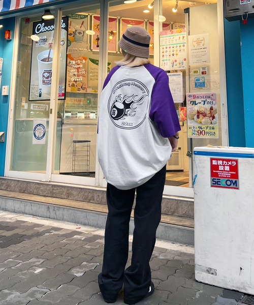 #MEMORY（メモリー）の「【MEMORY】 ラグラン ファイヤー ビリヤード Tシャツ / Raglan billiards T-shirt（Tシャツ/カットソー・メンズ・スミクロ/パープル/ブラック・FREE）」の17枚目の写真