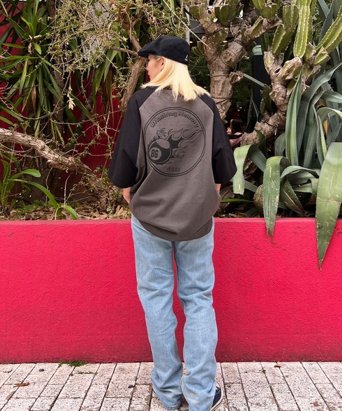#MEMORY（メモリー）の「【MEMORY】 ラグラン ファイヤー ビリヤード Tシャツ / Raglan billiards T-shirt（Tシャツ/カットソー・メンズ・スミクロ/パープル/ブラック・FREE）」の11枚目の写真