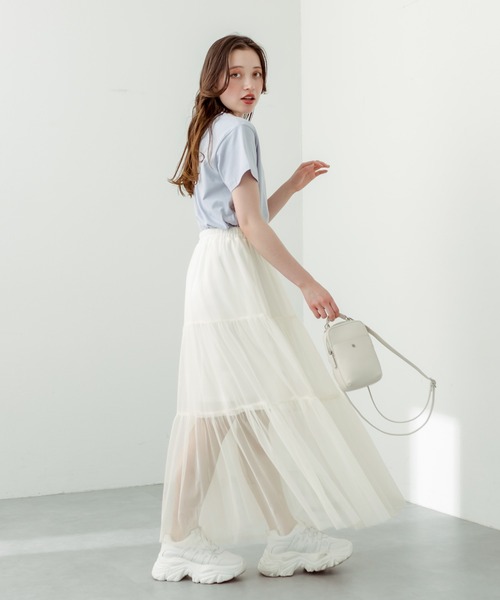 OLIVE des OLIVE（オリーブデオリーブ）の「チュールティアードスカート（スカート・レディース・オフホワイト/ブラック・FREE）」の15枚目の写真