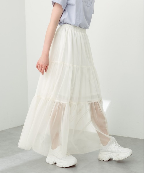OLIVE des OLIVE（オリーブデオリーブ）の「チュールティアードスカート（スカート・レディース・オフホワイト/ブラック・FREE）」の17枚目の写真