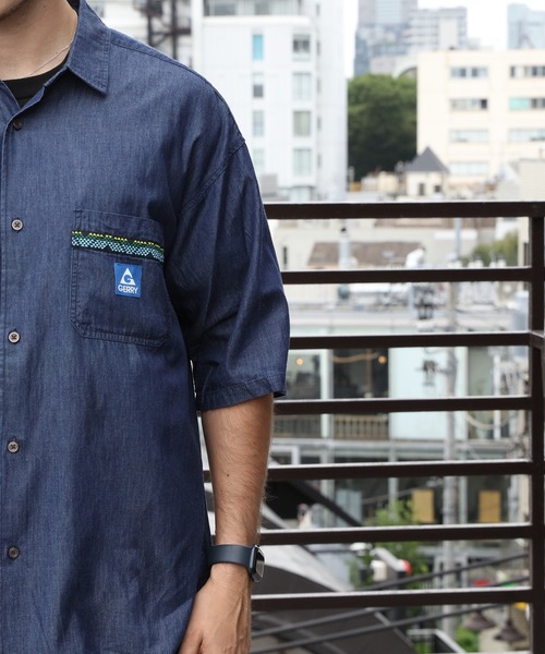 GERRY（ジェリー）の「GERRY エスニックテープ半袖シャツ（シャツ/ブラウス・メンズ・ネイビー/ブルー・X-LARGE/LARGE/MEDIUM）」の8枚目の写真