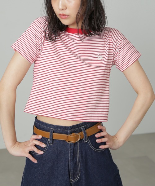 FREE'S MART（フリーズマート）の「◆ワンポイント刺繍ボーダーチビTシャツ（Tシャツ/カットソー・レディース・ブラック系その他/レッド系その他・FREE）」の15枚目の写真