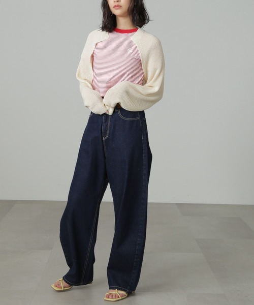 FREE'S MART（フリーズマート）の「◆ワンポイント刺繍ボーダーチビTシャツ（Tシャツ/カットソー・レディース・ブラック系その他/レッド系その他・FREE）」の5枚目の写真