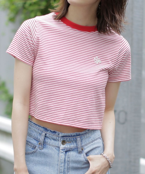 FREE'S MART（フリーズマート）の「◆ワンポイント刺繍ボーダーチビTシャツ（Tシャツ/カットソー・レディース・ブラック系その他/レッド系その他・FREE）」の21枚目の写真