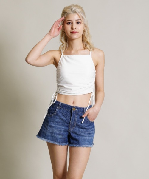 LAETITIA/レリッタ水陸両用デニムショーツ付き/無地/ハイネックビキニ423015