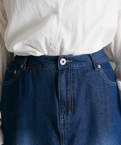 Soiunique（スワユニーク）の「サイドプリーツデニムマキシ丈スカート ［Soiunique］（スカート・レディース・ブルー/ネイビー/ワンウォッシュ・LL/M/L/S）」の14枚目の写真