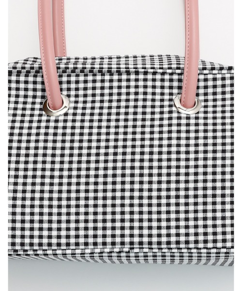Little sunny bite（リトルサニーバイト）の「Girly checker bag（ハンドバッグ・レディース・ブラック/ベージュ/ブルー・FREE）」の5枚目の写真