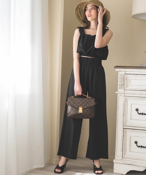 WEGO（ウィゴー）の「WEGO/【WEB限定】ギャザートップスセットワイドパンツ（サロペット/オーバーオール・レディース・ライトグレー/ブラック・FREE）」の13枚目の写真