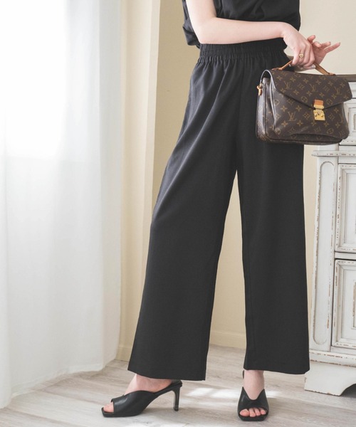 WEGO（ウィゴー）の「WEGO/【WEB限定】ギャザートップスセットワイドパンツ（サロペット/オーバーオール・レディース・ライトグレー/ブラック・FREE）」の3枚目の写真