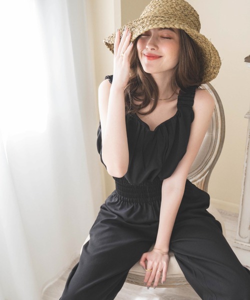 WEGO（ウィゴー）の「WEGO/【WEB限定】ギャザートップスセットワイドパンツ（サロペット/オーバーオール・レディース・ライトグレー/ブラック・FREE）」の7枚目の写真