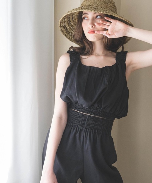 WEGO（ウィゴー）の「WEGO/【WEB限定】ギャザートップスセットワイドパンツ（サロペット/オーバーオール・レディース・ライトグレー/ブラック・FREE）」の10枚目の写真