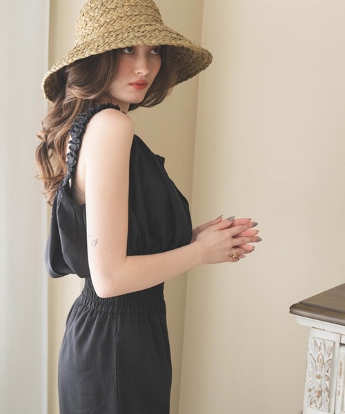 WEGO（ウィゴー）の「WEGO/【WEB限定】ギャザートップスセットワイドパンツ（サロペット/オーバーオール・レディース・ライトグレー/ブラック・FREE）」の8枚目の写真