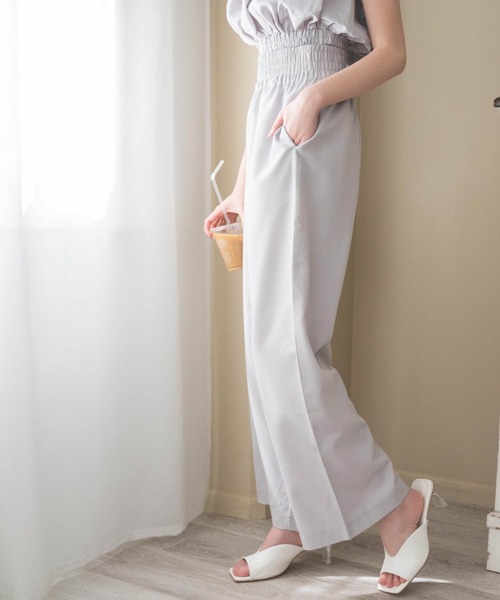 WEGO（ウィゴー）の「WEGO/【WEB限定】ギャザートップスセットワイドパンツ（サロペット/オーバーオール・レディース・ライトグレー/ブラック・FREE）」の11枚目の写真