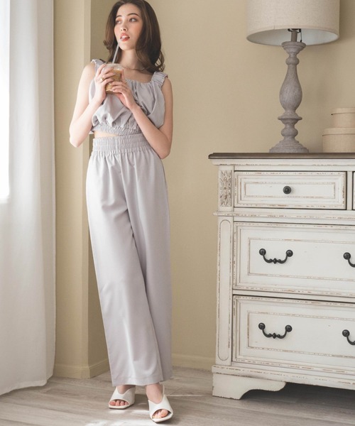 WEGO（ウィゴー）の「WEGO/【WEB限定】ギャザートップスセットワイドパンツ（サロペット/オーバーオール・レディース・ライトグレー/ブラック・FREE）」の16枚目の写真