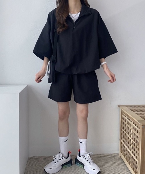 SHEENA(シーナ)の「【セットアップ】スタンドハーフジップトップス×ハーフパンツSET(セットアップ・レディース・ライトグレー/ブラック/ベージュ/ネイビー/カーキ/ブルー系その他・M)」の18枚目の写真