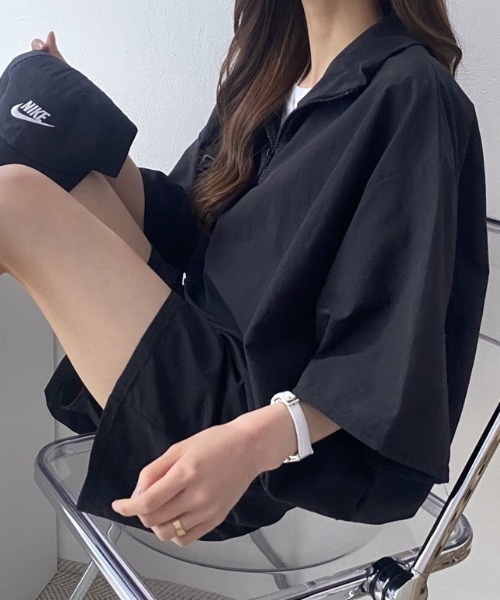 SHEENA(シーナ)の「【セットアップ】スタンドハーフジップトップス×ハーフパンツSET(セットアップ・レディース・ライトグレー/ブラック/ベージュ/ネイビー/カーキ/ブルー系その他・M)」の9枚目の写真