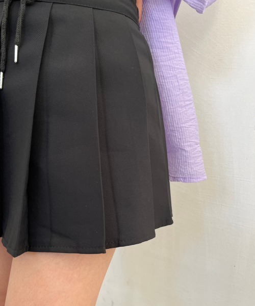 nemne store（ネンネストア）の「《Delfy》【低身長用サイズあり / インパン付き】前後2wayレースアッププリーツミニスカート（スカート・レディース・ブラック/ベージュ/グレー・SMALL/MEDIUM）」の16枚目の写真