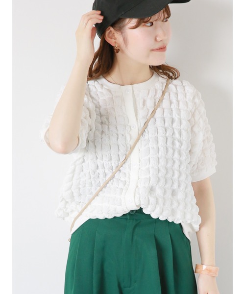 ehka sopo（エヘカソポ）の「前後2WAYもこもこカーディガン（カーディガン/ボレロ・レディース・サックスブルー/オフホワイト/マスタード・F）」の2枚目の写真