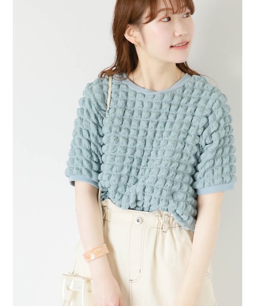 ehka sopo（エヘカソポ）の「前後2WAYもこもこカーディガン（カーディガン/ボレロ・レディース・サックスブルー/オフホワイト/マスタード・F）」の3枚目の写真