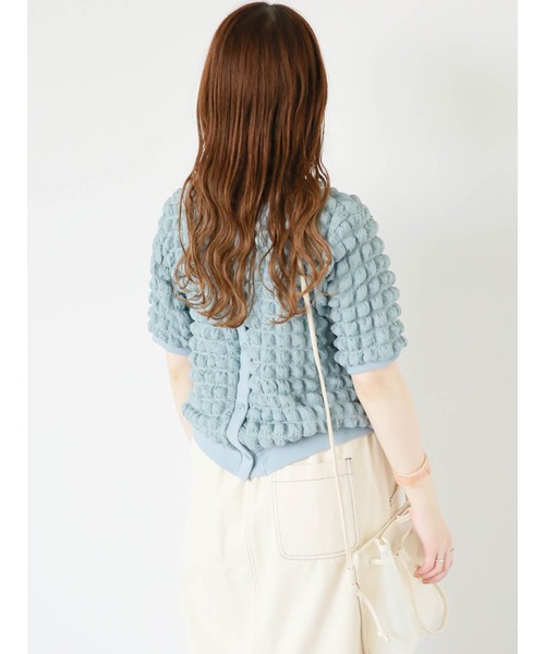 ehka sopo（エヘカソポ）の「前後2WAYもこもこカーディガン（カーディガン/ボレロ・レディース・サックスブルー/オフホワイト/マスタード・F）」の5枚目の写真