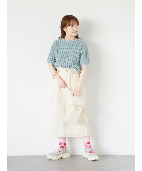 ehka sopo（エヘカソポ）の「前後2WAYもこもこカーディガン（カーディガン/ボレロ・レディース・サックスブルー/オフホワイト/マスタード・F）」の6枚目の写真